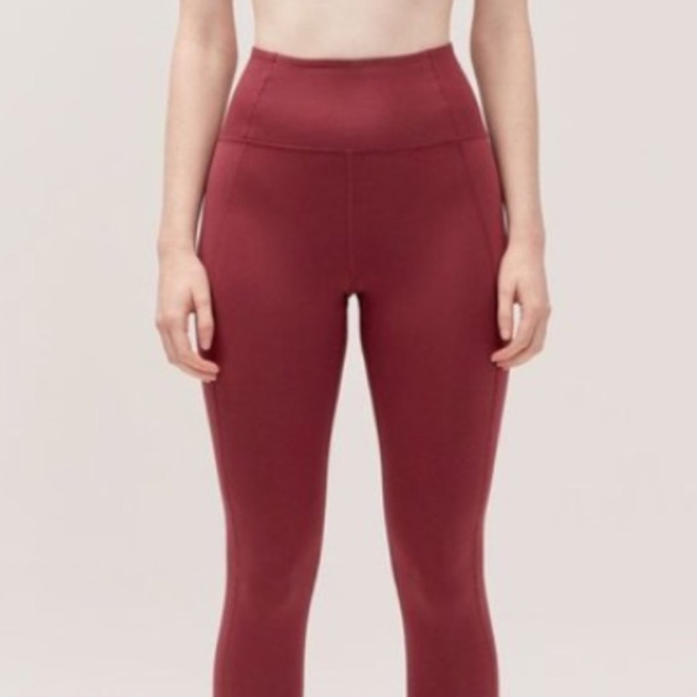 Girlfriend Collective Burgundy Ribbed High Waisted Leggings Women's Size medium